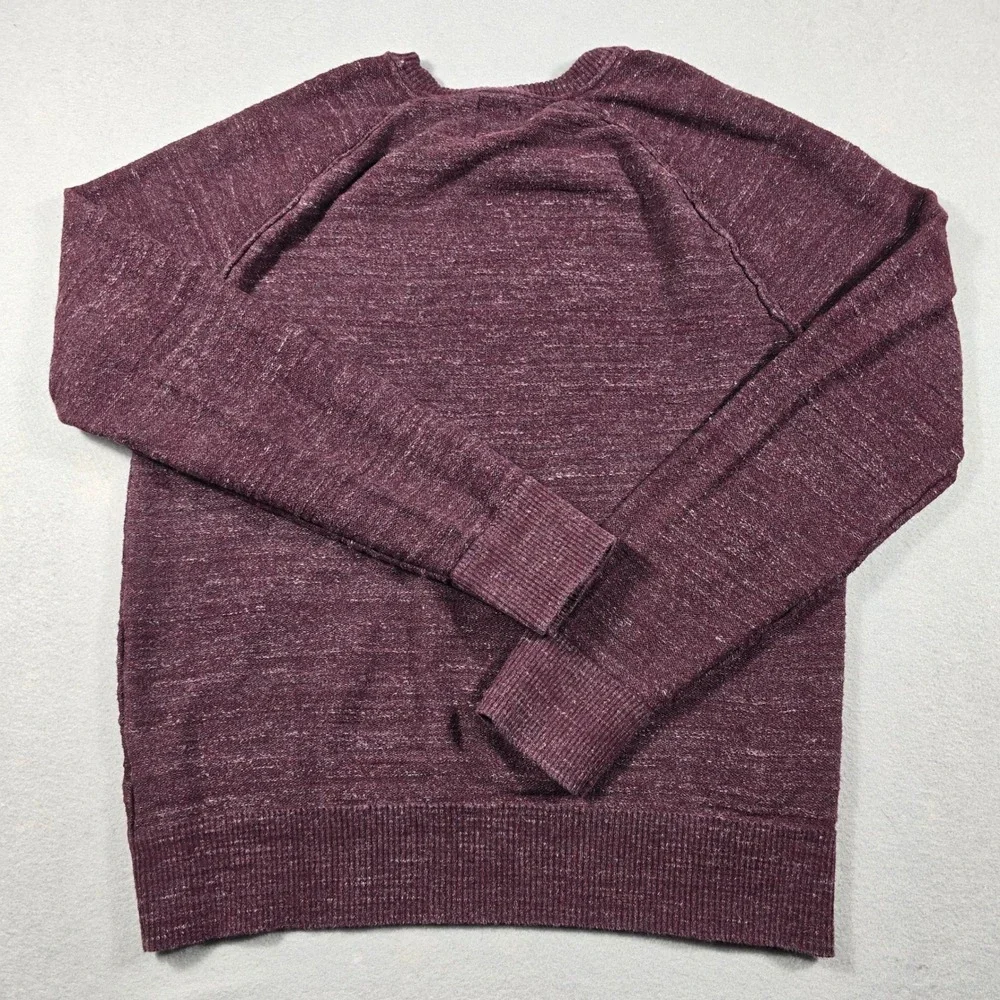 Gap Mens Small Burgundy Sweater Pullover Crew Neck Raglan Cotton Marl Knit